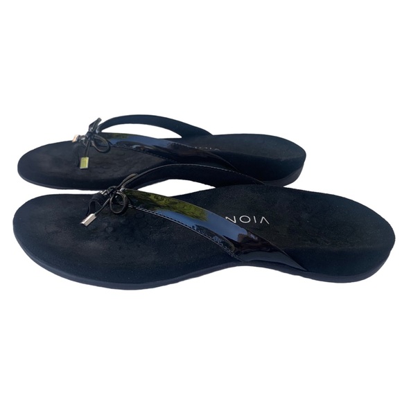Vionic Shoes - Vionic Bella Toe Post Black Bow Orthotic
Comfort Thong Sandals Women's Size 10